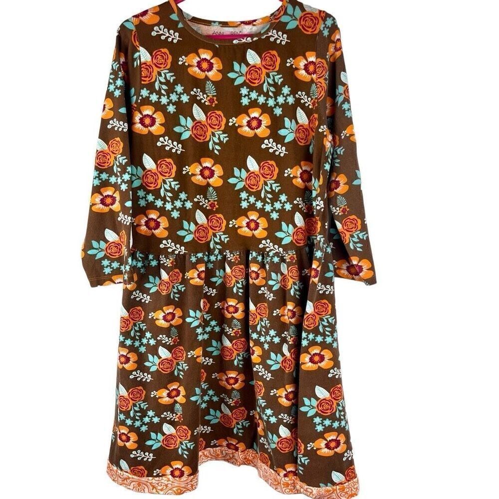 Ann Loren Girls Floral Fall Long Sleeve Dress 11/12